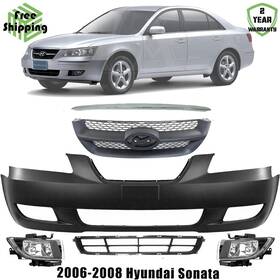 16552052 Locusautoparts Front Bumper Cover And Grille Assembly Kit For 2006-2008 Hyundai Sonata