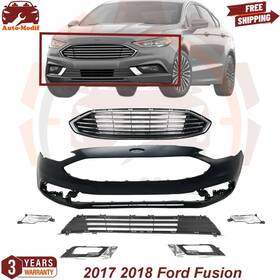 Kmtgrfd019a Locusautoparts Front Bumper Cover Primed And Upper Grille Assembly For 2017 2018 Ford Fusion