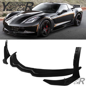 Yc-14c7-fl1-mb Matte Black Fits 2014-2019 Corvette C7 Stage 3 Z06 Front Lip Splitter Winglets