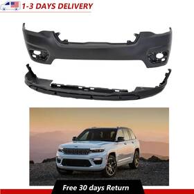 Lsot002921 Moonsport Lsot001744 2pcs Front Upper Lower Bumper Cover Fascia Black Fits 2019-2022 Jeep Cherokee