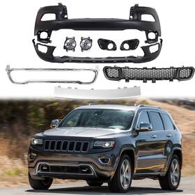 5nj52tzzab Motor Shop2024 Fit 2014-2018 Jeep Cherokee Front Bumper Complete Plastic Primed With Fog Light