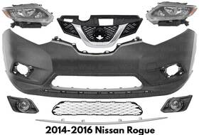 11466037 Next Ride Front Bumper Cover Paintable And Grille Assembly Kit For 2014-2016 Nissan Rogue