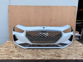 86540-g9010 Oem Genesis G70 2019-2021 Front Bumper Cover With Sensors And Camera White