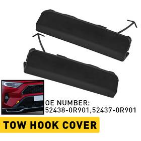 Xpd-bzd-96154 Oxilam 2 Black Front Bumper Tow Hook Cover Cap For 2019-2023 Toyota Rav4 Le Accessories