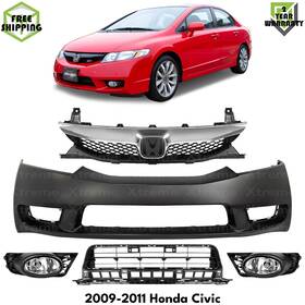 12741863 Parts Oasis Front Bumper Paintable Plastic And Grille Assembly Kit For 2009-2011 Honda Civic