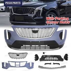 Cd6210553 Pegaparts Fit 2019-2023 Cadillac Xt4 Complete Front Bumper Grille Assembly With Sensor Holes