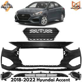 15205483 Pendulum Autoparts Outlet Front Bumper Cover Paintable And Grille Assembly Kit For 2018-2022 Hyundai Accent