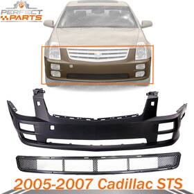 13432588 Perfect Fit New Front Bumper Cover Primed And Grille For 2005-2007 Cadillac St