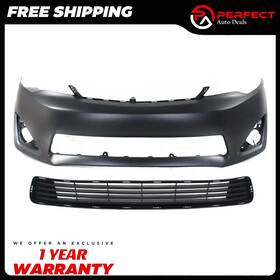 14425922 Perfect Fit New Front Bumper Cover Primed And Grille Textured Plastic For 2012-14 Toyota Camry