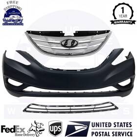 14522292 Perfect Fit New Front Bumper Cover Primed Grille For 11-13 Hyundai Sonata
