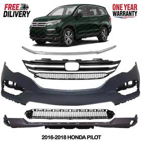 14930845 Perfect Fit Front Bumper Cover Fascia And Grille Assembly For 2016-2018 Honda Pilot