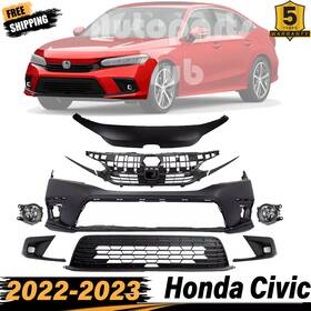 17148573 Perfect Fit Front Bumper Cover Primed And Fog Lights Assembly Kit For 2022-2023 Honda Civic
