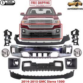 Perfect Fit 723650571613 Front Bumper Chrome Kit Bracket Fog Light Cover For 2014-2015 Gmc Sierra 1500