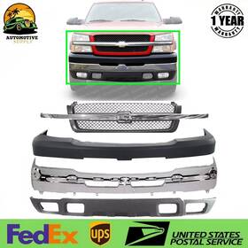 9602094 Perfect Fit Front Bumper Chrome And Grille Assembly Kit For 2003-2006 Chevy Silverado 2500hd