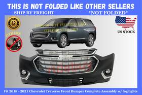 G1014134-j Perfect Fit 2018 - 2021 Chevy Traverse Front Bumper Complete Assembly With Fog
