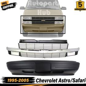 Gg010 Perfect Fit New Front Bumper Cover &grille Assembly Kit For 1995-2005 Chevrolet Astro/safari