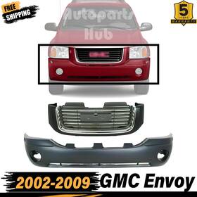 Gri00202 Perfect Fit New Front Bumper Cover Primed Grille Assembly For 2002-2009 Gmc Envoy