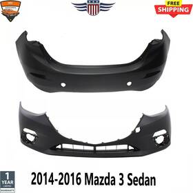 Ma1000239 Perfect Fit Bumper Cover Front Rear Primed Plastic For 2014-2016 Mazda 3 Sedan