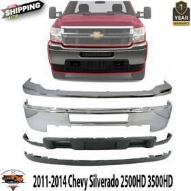 P130606154120 Perfect Fit New Front Bumper Cover Kit Chrome For 2011-2014 Chevy Silverado 2500hd 3500hd