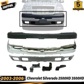 P131122171122 Perfect Fit Front Bumper Kit Chrome Steel For 2003-2006 Chevrolet Silverado 2500hd 3500hd