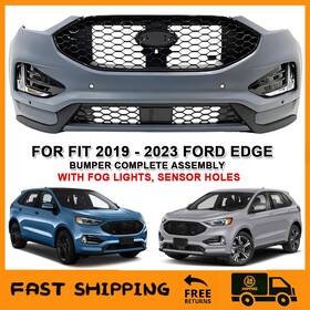 F1014138-b Popstore Unpainted Front Bumper Cover With Fog Light For 2019-2023 Ford Edge St Surrounded