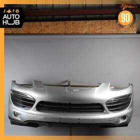 95850522131 Porsche 11-14 Cayenne 958 S Front Bumper Cover Assembly With Park Assist Silver Oem