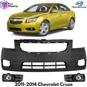 12000638 Replacement Front Bumper Cover Primed Plastic And Fog Lights Kit For 2011-2014 Chevrolet Cruze