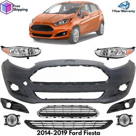 12318729 Replacement Front Bumper Cover Fascia And Grille Assembly Kit For 2014-2019 Ford Fiesta