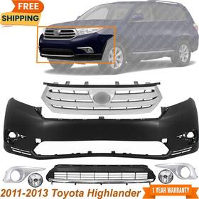 12815184 Replacement Front Bumper Cover Fascia Paintable And Grille Kit For 2011-2013 Toyota Highlander