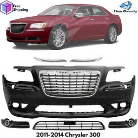 13433901 Replacement Front Bumper Cover Paintable And Grille Assembly Kit For 2011-2014 Chrysler 300