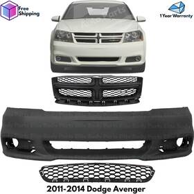 13434423 Replacement Front Bumper Cover Paintable And Grille Assembly Kit For 2011-2014 Dodge Avenger