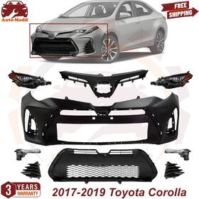 16033183 Replacement Front Bumper Cover Primed And Headlight Assembly Kit For 2017-2019 Toyota Corolla