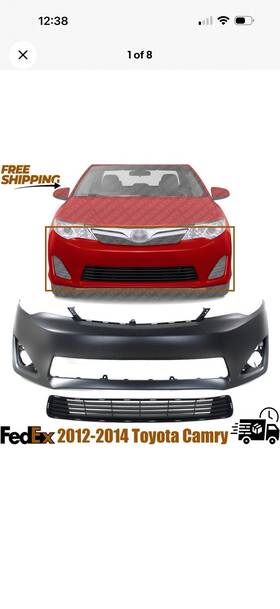 16550480 Replacement Front Bumper Cover And Lower Grille With Bezels Pair For 2012-2014 Toyota Camry