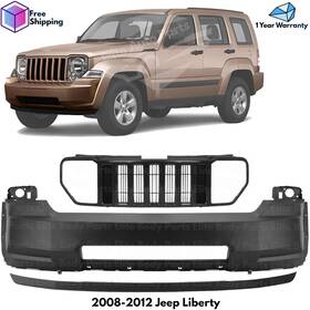 9609059 Replacement Front Bumper Cover Fascia Paintable And Grille Assembly For 2008-2012 Jeep Liberty
