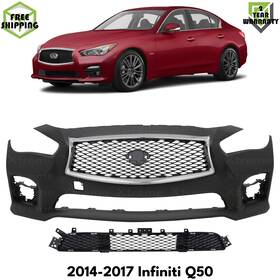 14151246 Replacement Auto Part Front Bumper Cover Paintable And Grille Assembly Kit For 2014-2017 Infiniti Q50