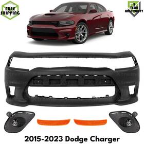 Replacement Auto Part 14496142 Front Bumper Cover Paintable And Fog Lights Kit For 2015-2023 Dodge Charger