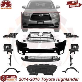 30006 Replacement Auto Part Front Bumper Cover Kit And Fog Light For 2014-2016 Toyota Highlander