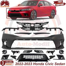 Hd6200093t Replacement Front Bumper Cover And Grille Assembly / Fog Light For 2022-2023 Honda Civic Sedan