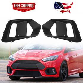 Fo1152666 Shozho 2pcs Set Front Bumper Fog Light Cover Bezel Grille Black For 2016-2018 Focus Rs