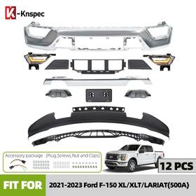 Fo1044132 Strecos Front Bumper Assembly Kit With Led Fog Light For 2021 2022 2023 Ford F-150 Chrome