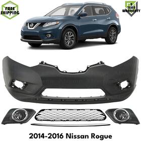 12760561 Tag Auto Front Bumper Cover Primed Plastic And Fog Lights Kit For 2014-2016 Nissan Rogue
