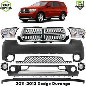 13433591 Tag Auto Front Bumper Cover Primed Plastic And Headlights Kit For 2011-2013 Dodge Durango