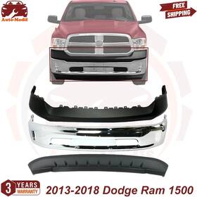 13434876 Tag Auto Front Bumper Chrome Steel And Upper Cover Valance For 2013-2018 Dodge Ram 1500