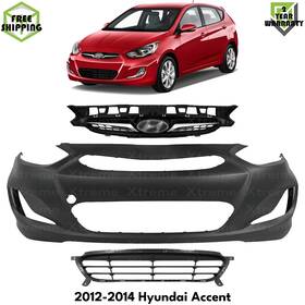 13437172 Tag Auto Front Bumper Cover Paintable And Grille Assembly Kit For 2012-2014 Hyundai Accent