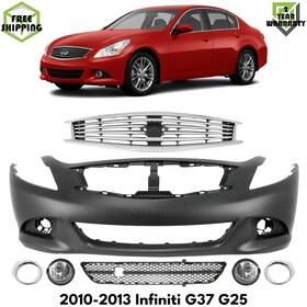 13437192 Tag Auto Front Bumper Cover Primed And Fog Lights Kit For 2010-2013 Infiniti G37 G25