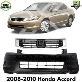 9602348 Tag Auto Front Bumper Cover Primed And Grille Assembly Kit For 2008-2010 Honda Accord Sedan