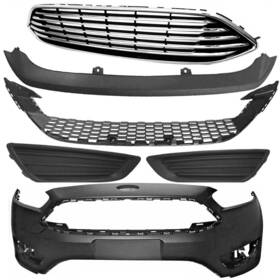 45785 Topaz For 12-20 Ford Focus 6pcs Front Bumper Cover Complete Titanium Grills Fog Lamps