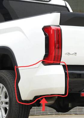 Toyota 191275954874 Pre-owned- Rear Driver Side Bumper Cover. 2022-2025 Tundra - White