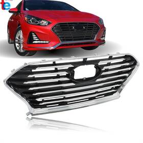 Turitrade Tr30576 For Hyundai Sonata 2018 2019 2020 Front Upper Grille Black With Chrome Replacement
