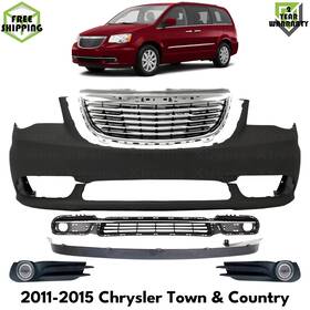 13430247 Us Prime Autoparts Front Bumper Cover Primed And Fog Lights Kit For 2011-2015 Chrysler Town Country
